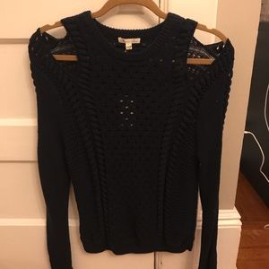 Knit cold shoulder sweater
